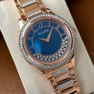 Bulova Women's Rose Gold and Blue Watch